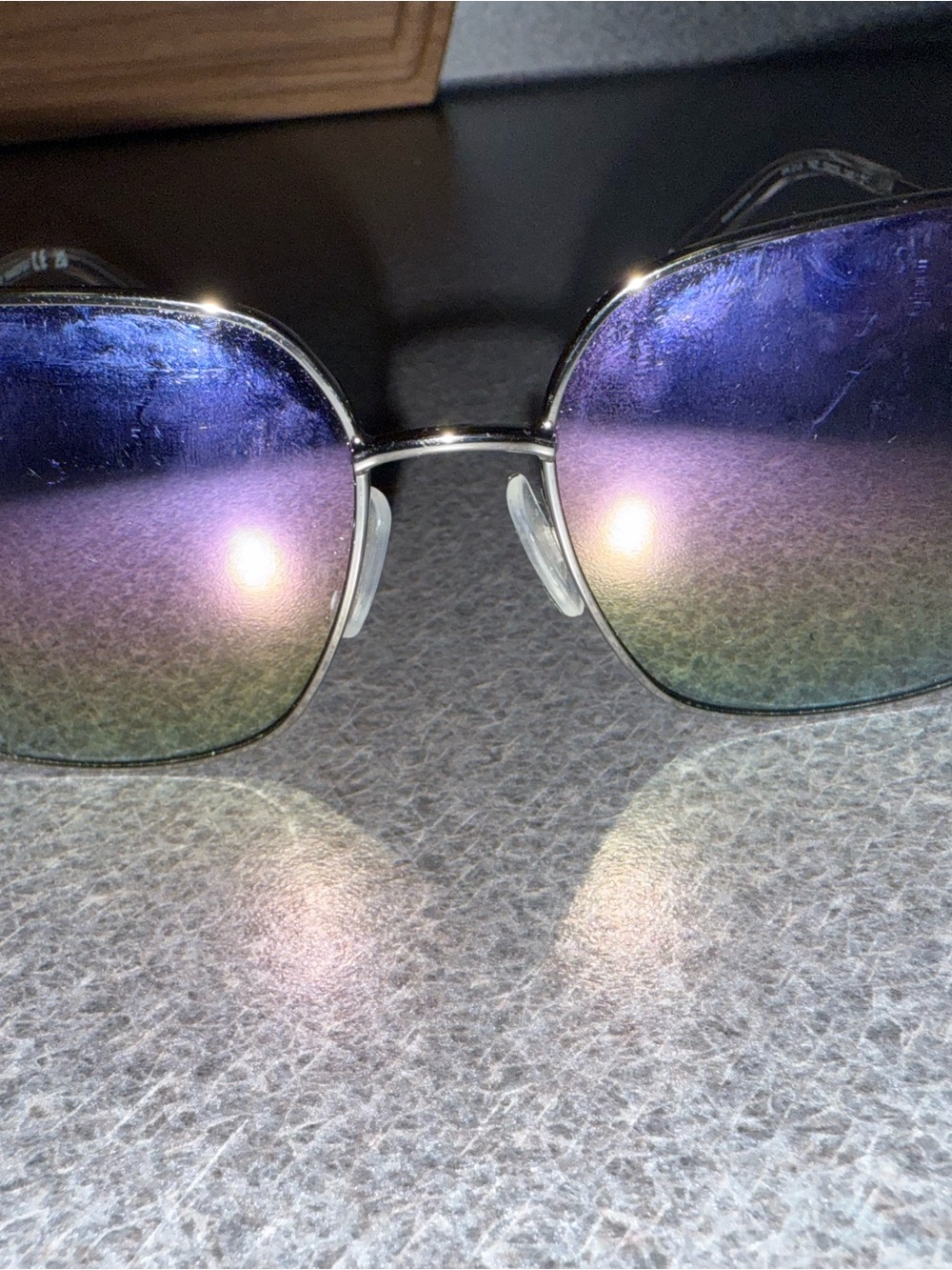 Swarovski Blue Silver Rimless Sunglasses - Picture 2 of 13